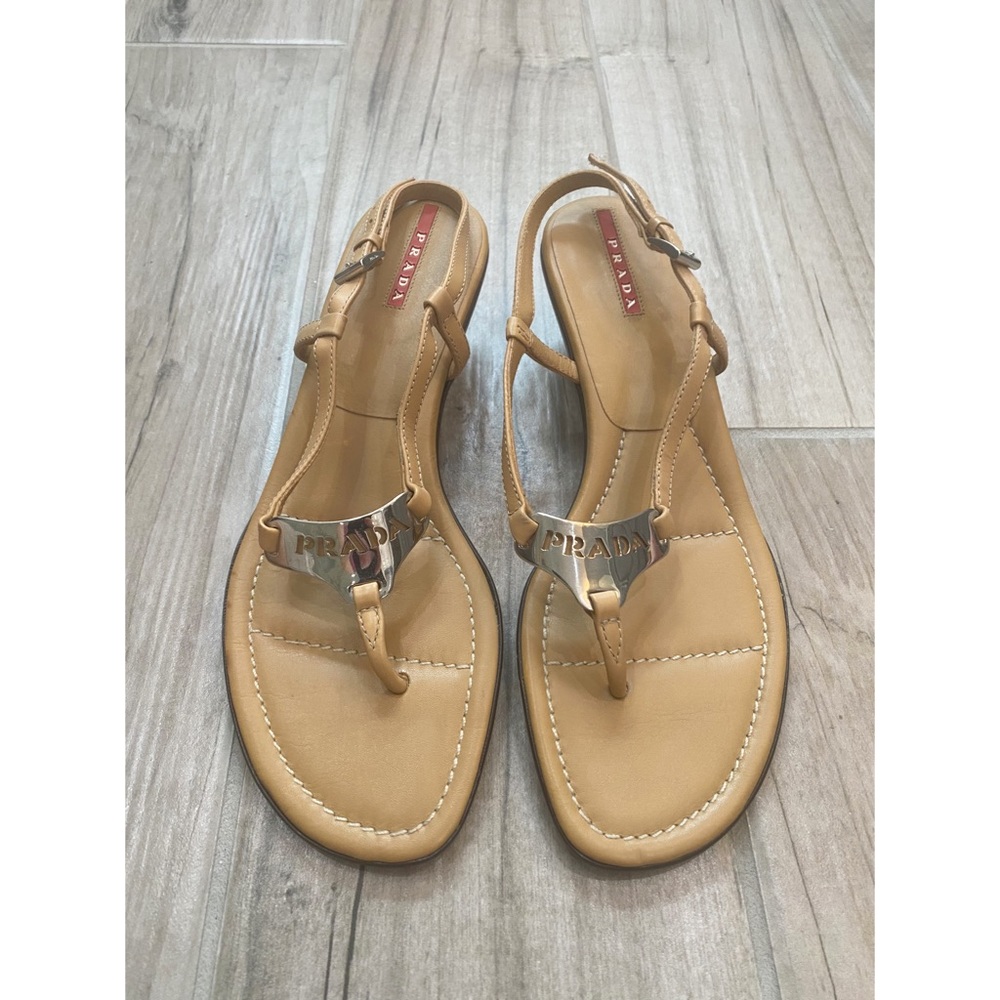 Prada Tan Sandals with Silver Accents